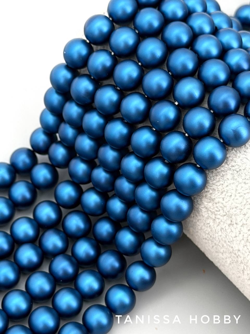 Жемчуг Майорка, синий, Matte Dark Blue, 10мм, нить, МА353