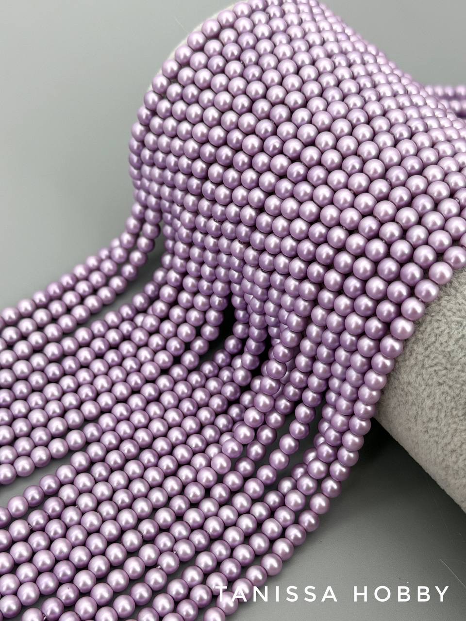 Жемчуг Майорка, лавандовый, Matte Violet, 4мм, нить, МА291