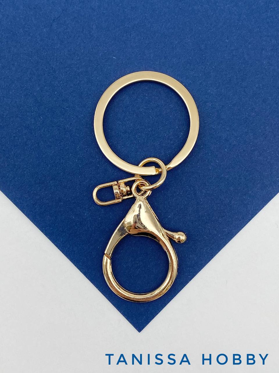 Карабин кольцо двойное, основа для брелка, позолота, Л51