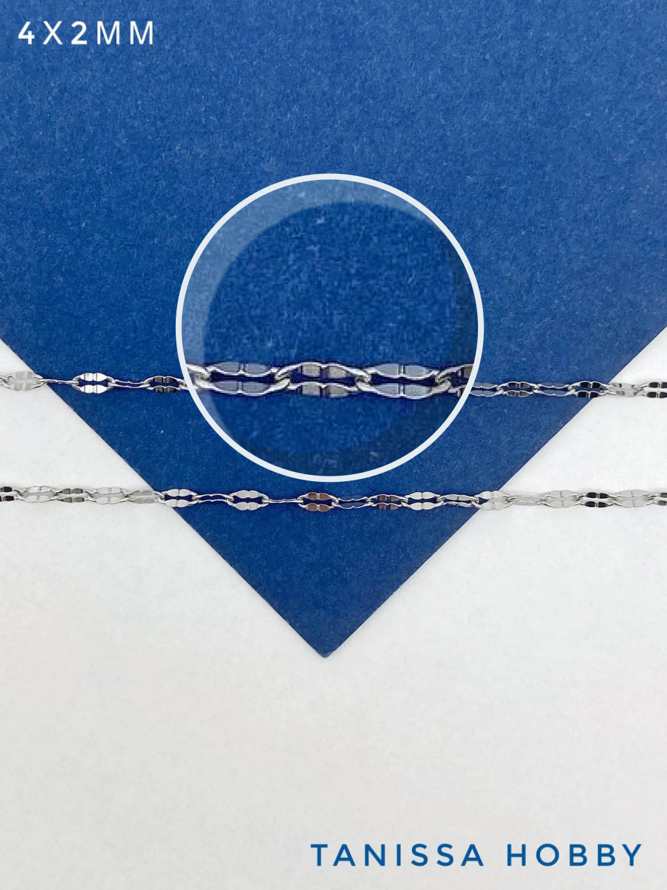 Цепочка якорная овалы огранка, 4х2мм, сталь, 50см, Ч988