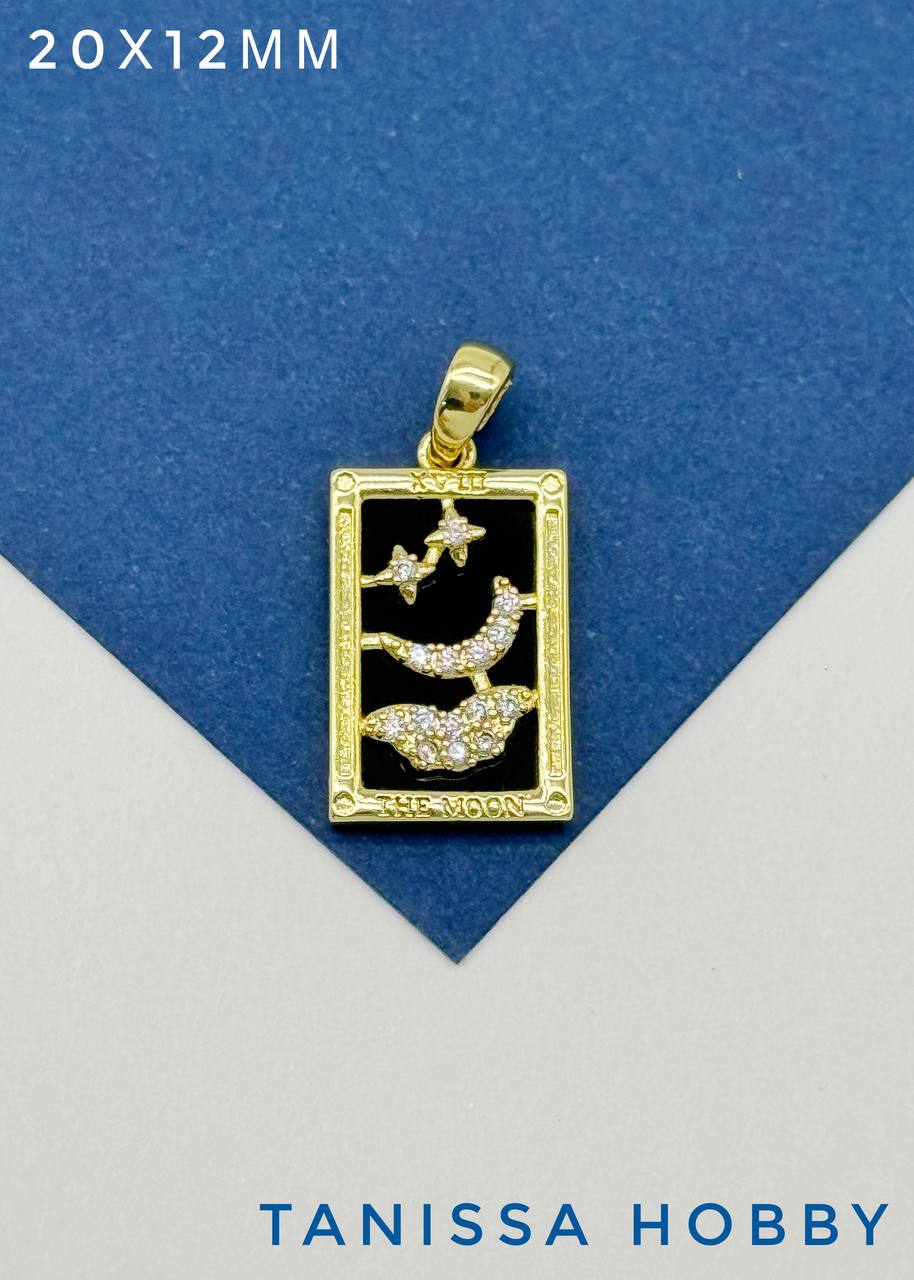 Подвеска карты Таро Луна, черная, позолота, Р432