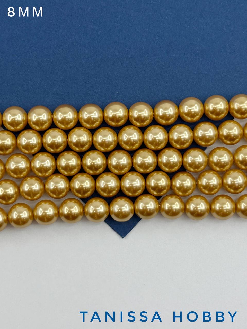 Жемчуг Майорка, золото, Gold, 8мм, нить, МА226