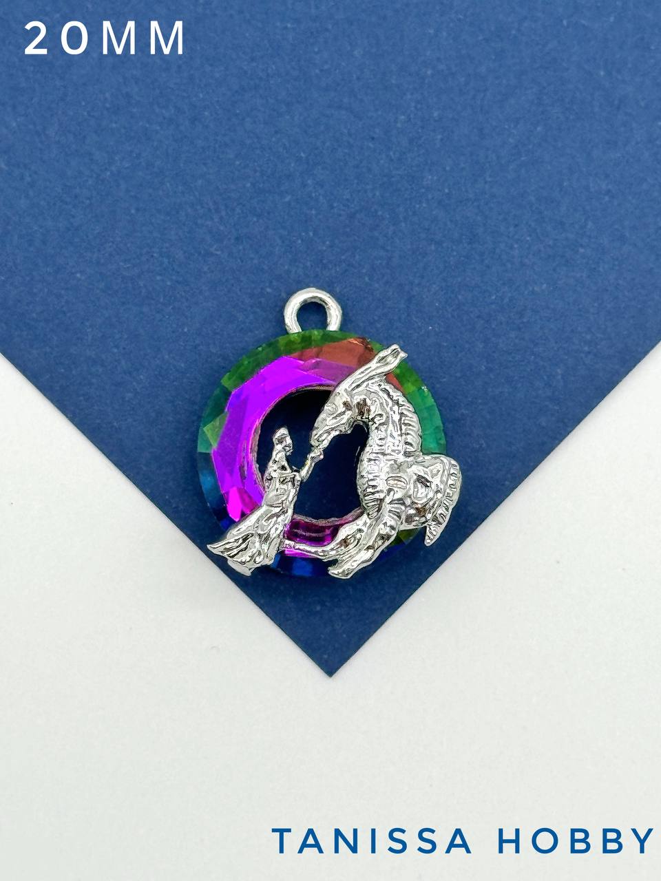 Подвеска Мать драконов, рондель Vitral medium, родий, Д154