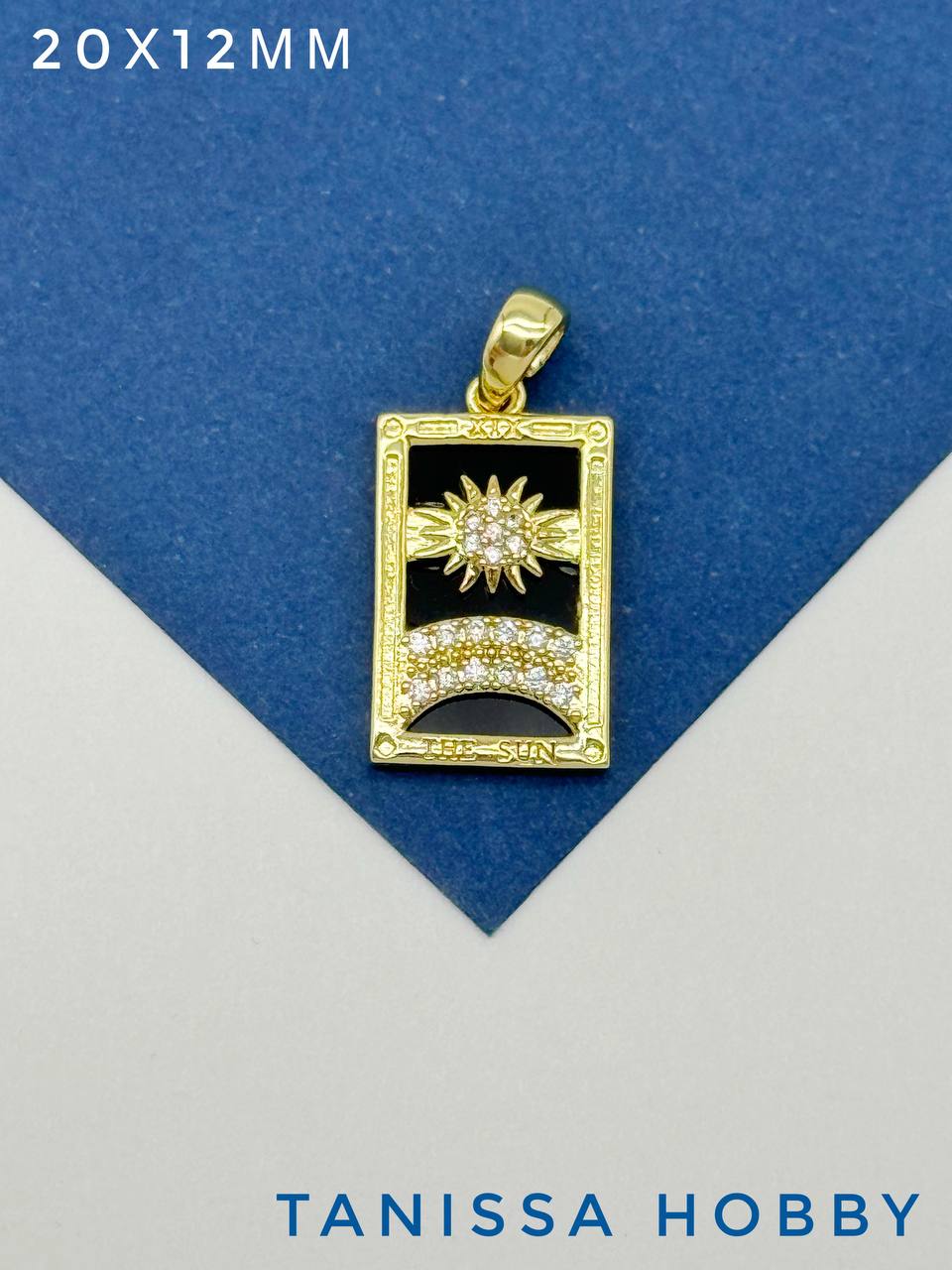 Подвеска карты Таро Солнце, черная, позолота, Р412