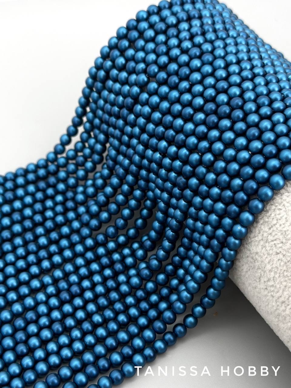 Жемчуг Майорка, синий, Matte Dark Blue, 4мм, нить, МА350