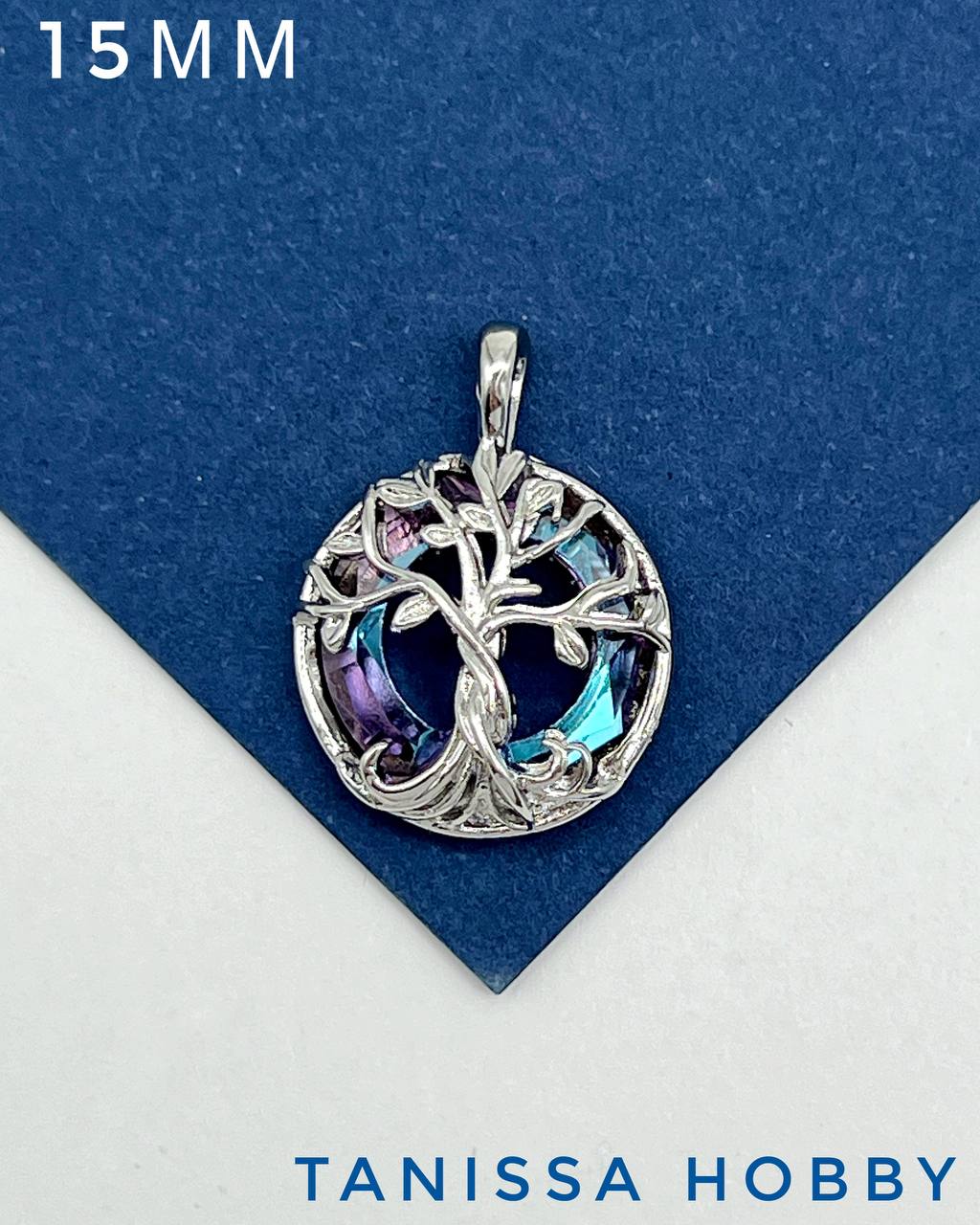Подвеска Дерево, рондель Vitrail light, родий, Д127