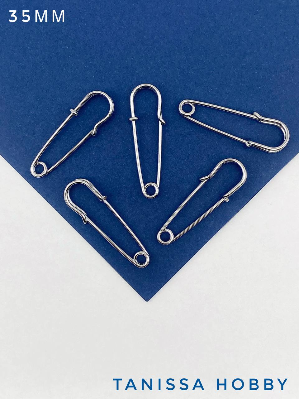 ОПТ Брошь булавка для подвесок 35мм, родий, 5 ШТУК, ОПТ058