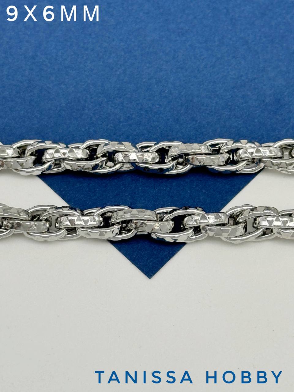 Цепочка кордовая овалы 9х6мм, 50см, сталь, Ч937