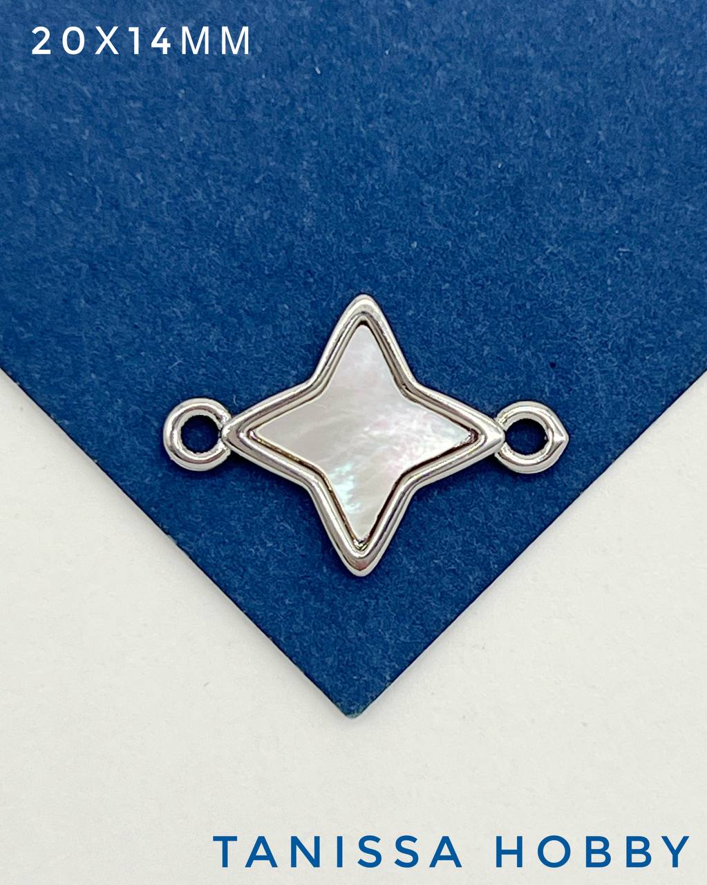 Коннектор ромб, перламутр, родий, А216