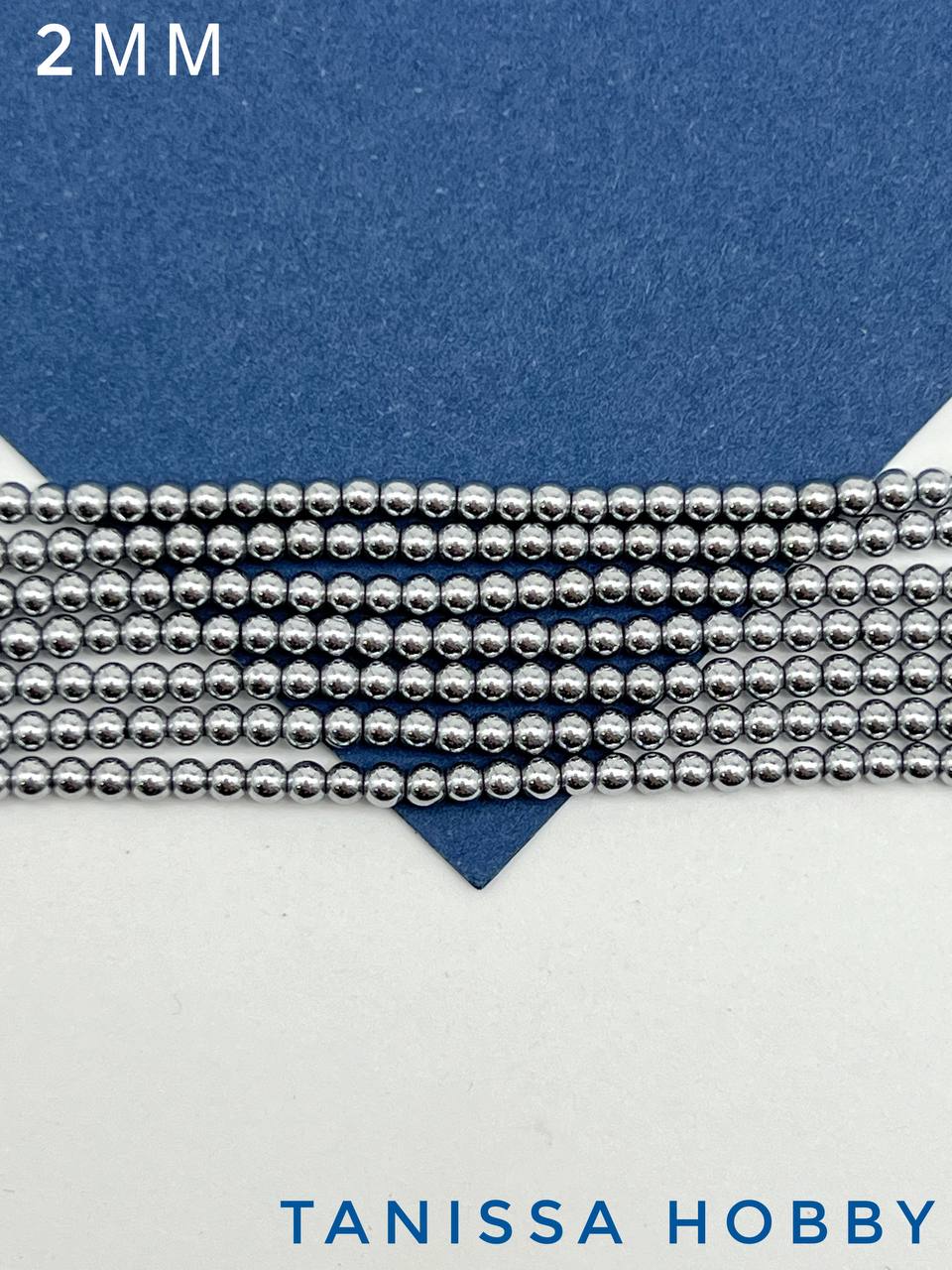 Гематин гематит бусины круглые 2мм, нить, ГТ001