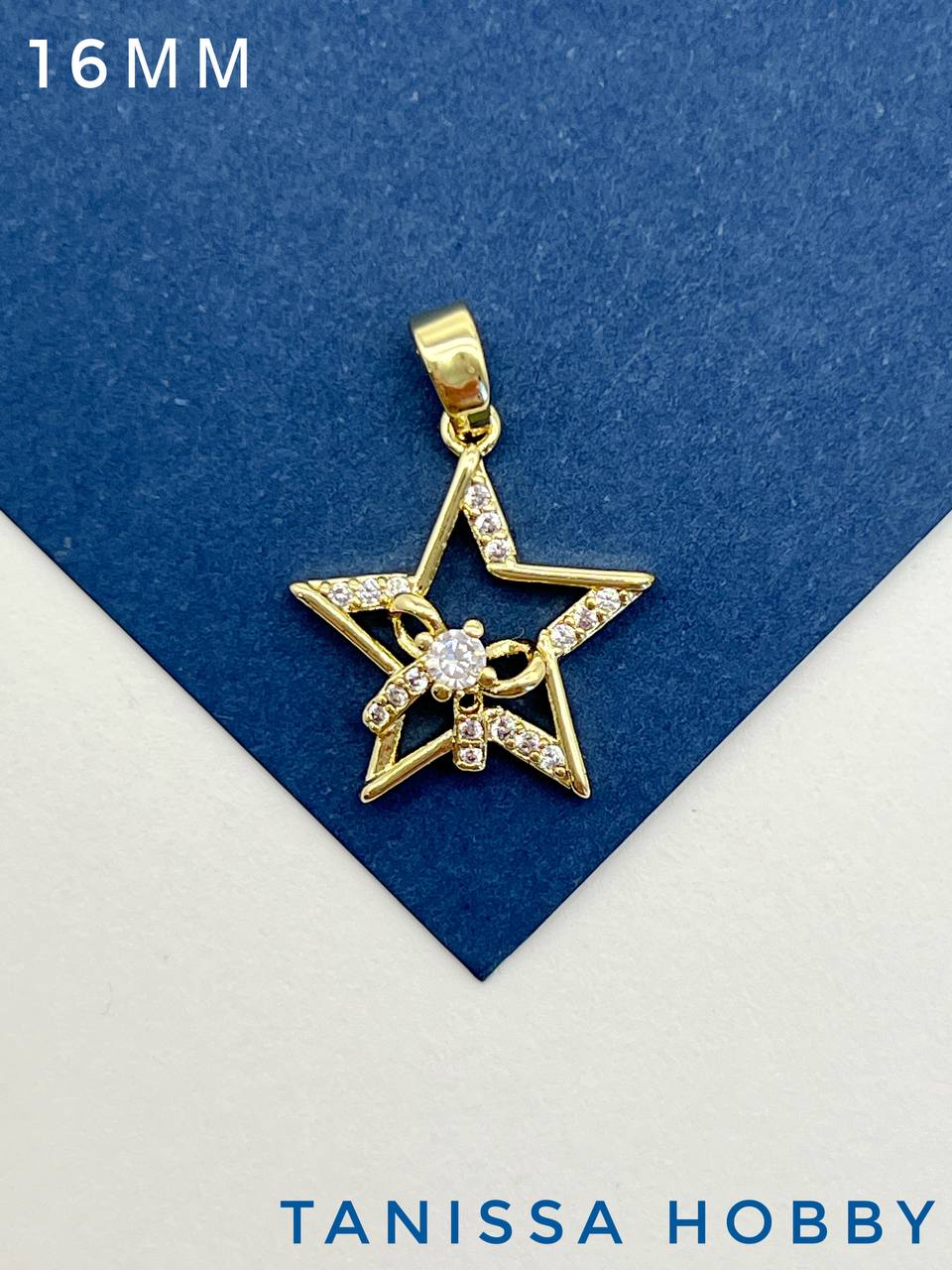 Подвеска звезда бантик, позолота, С707