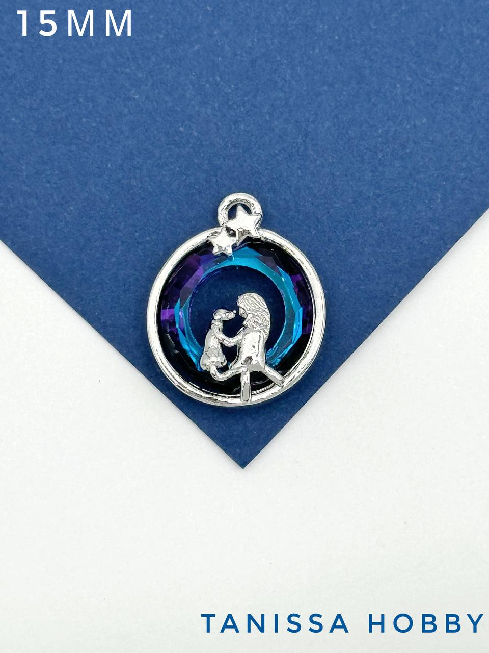 Подвеска Девочка и собака, рондель Heliotrope, родий, Д131