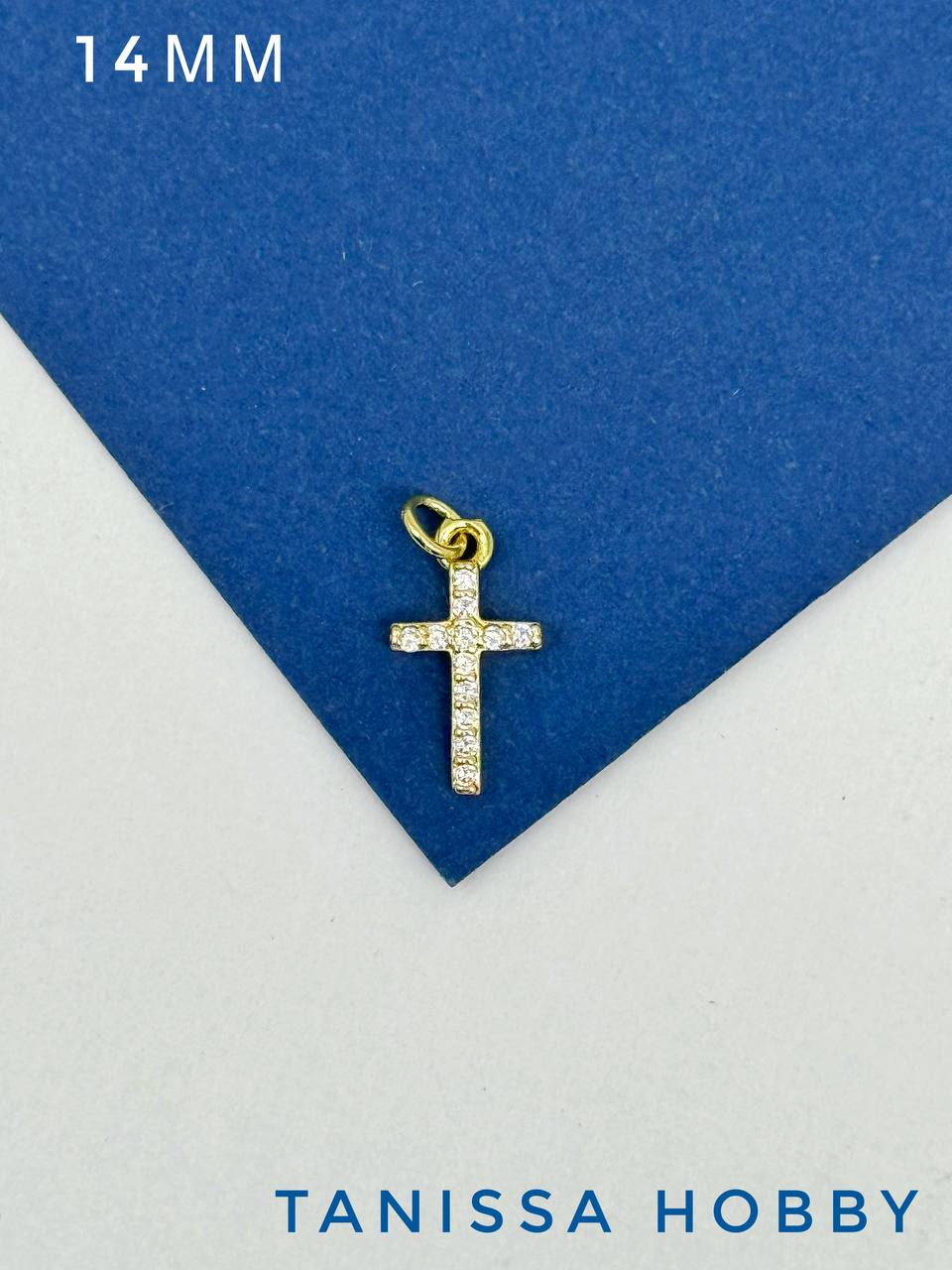 Подвеска крест с фианитами, позолота, С509