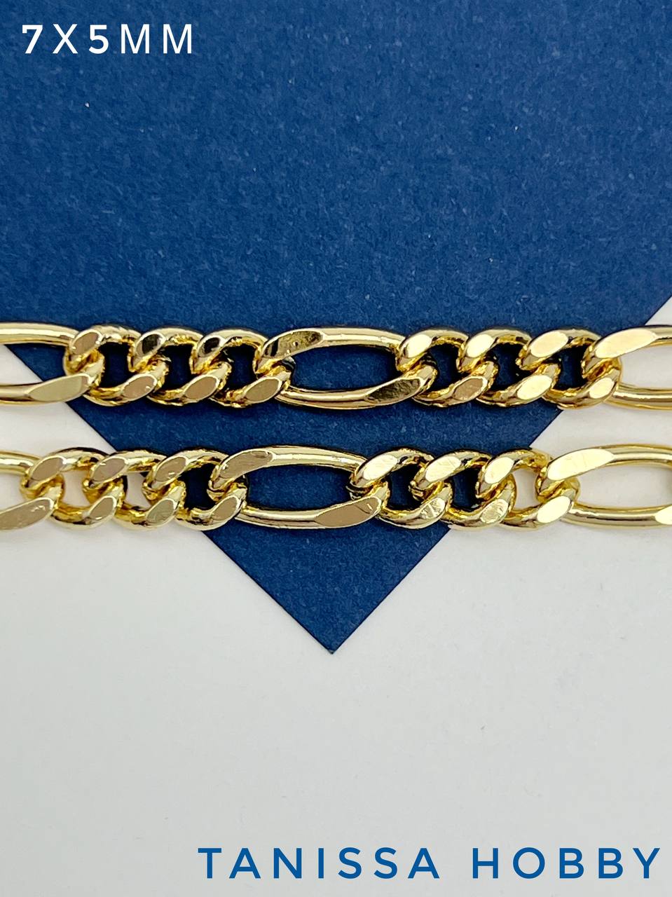 Цепочка панцирная, Фигаро, 7х5мм, позолота, 50см, СН107