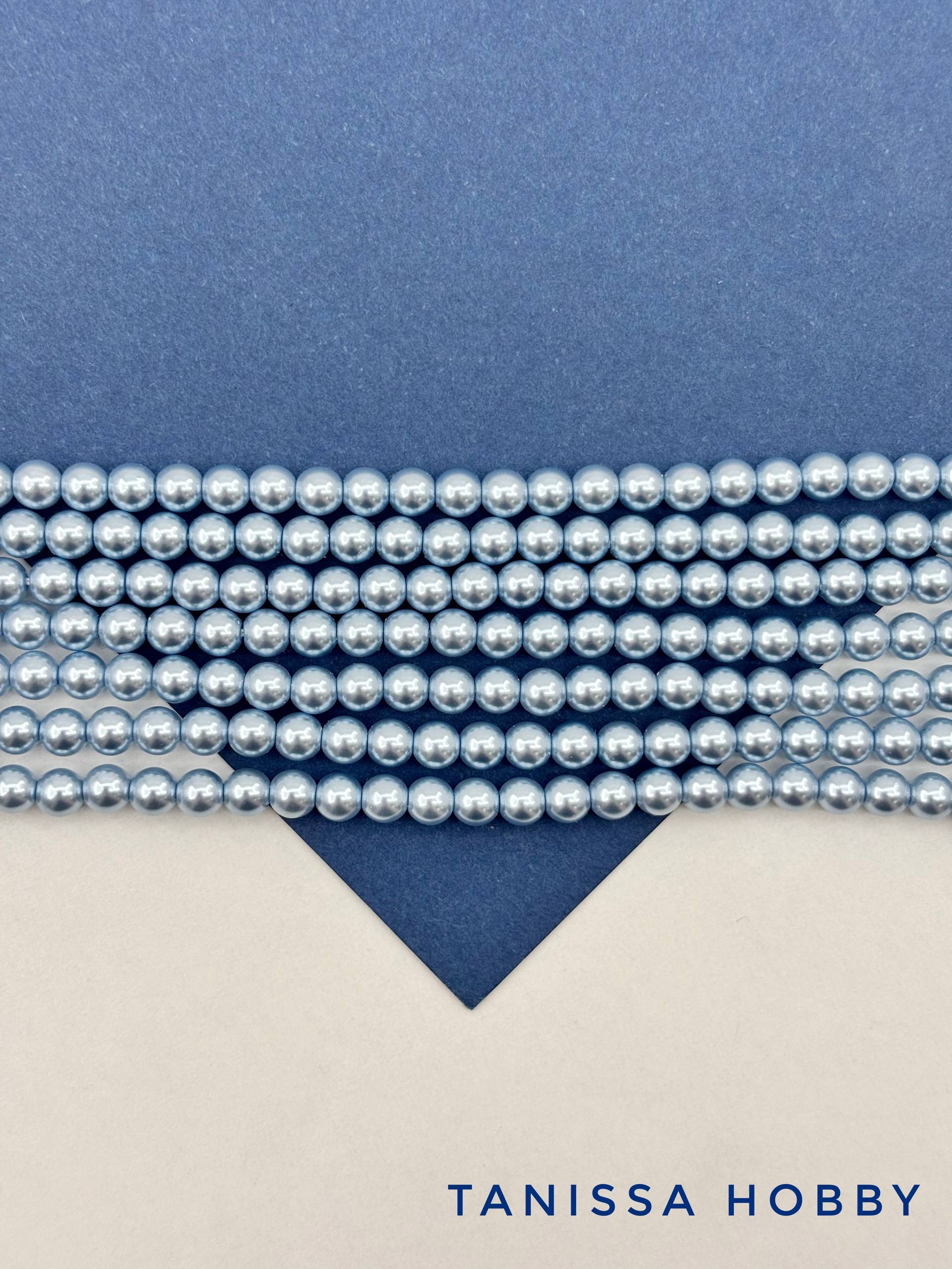 Жемчуг Майорка, голубой, Baby Blue, 4мм, нить, МА255