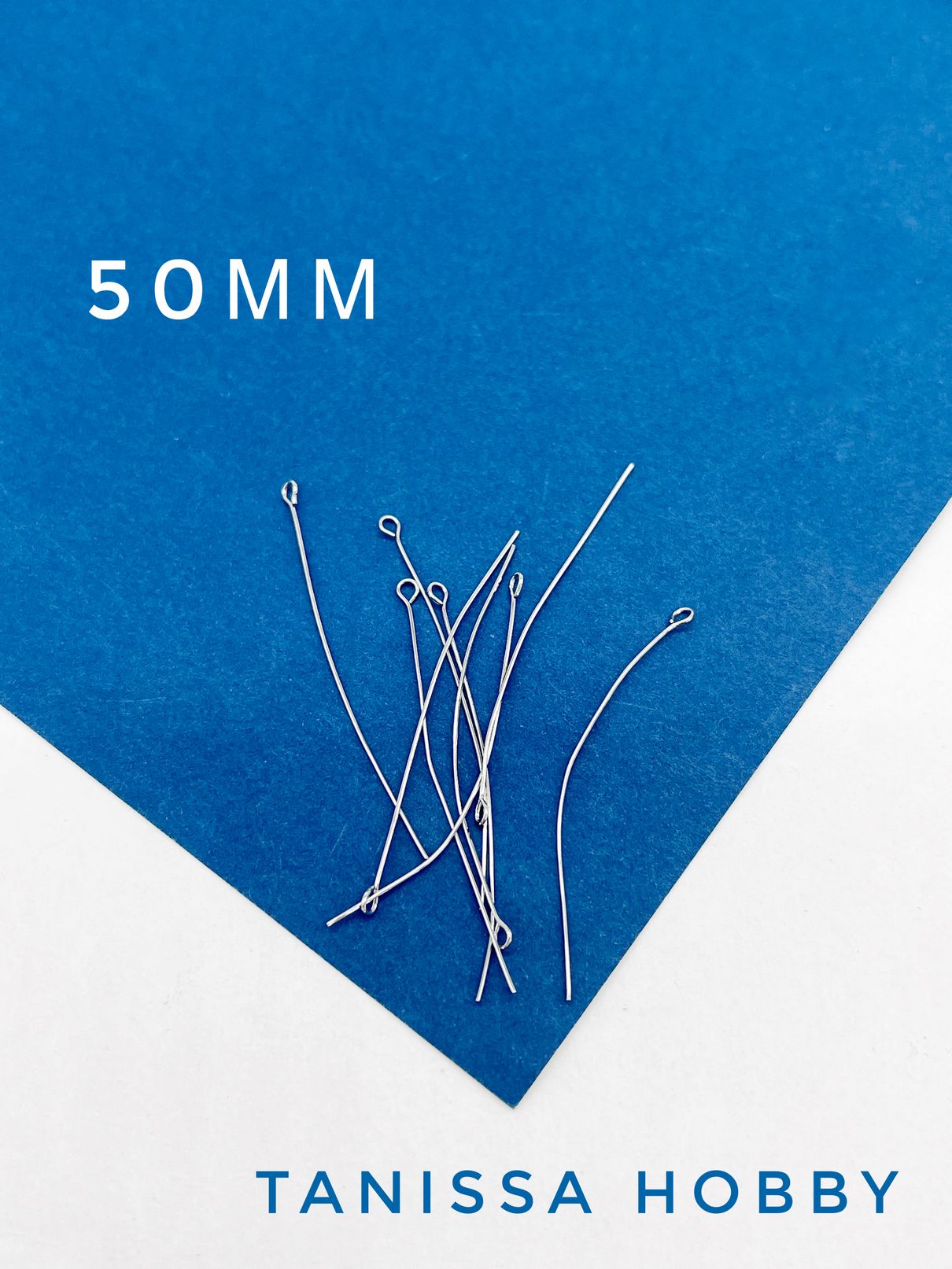 Пины с колечком 50мм средне жесткие, родий, 10шт. М914