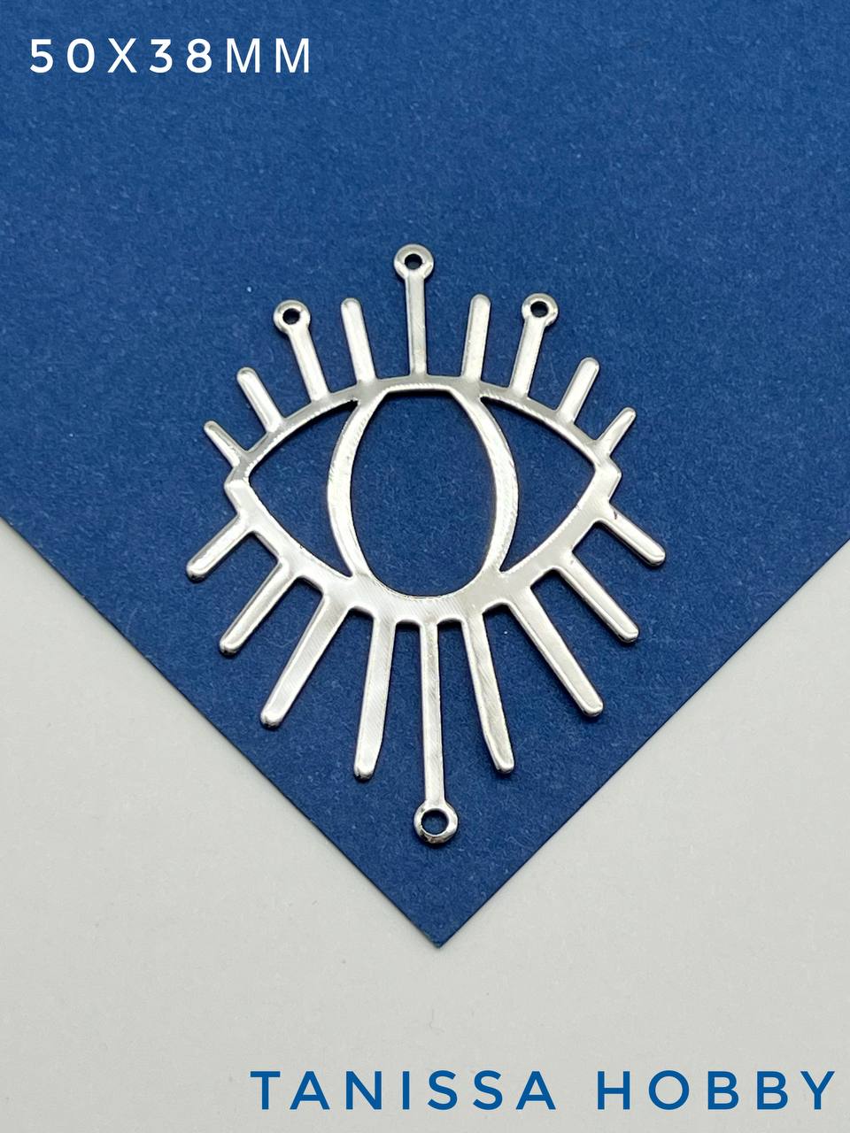 Коннектор глаз, око, 50х38мм, родий, ЛС021