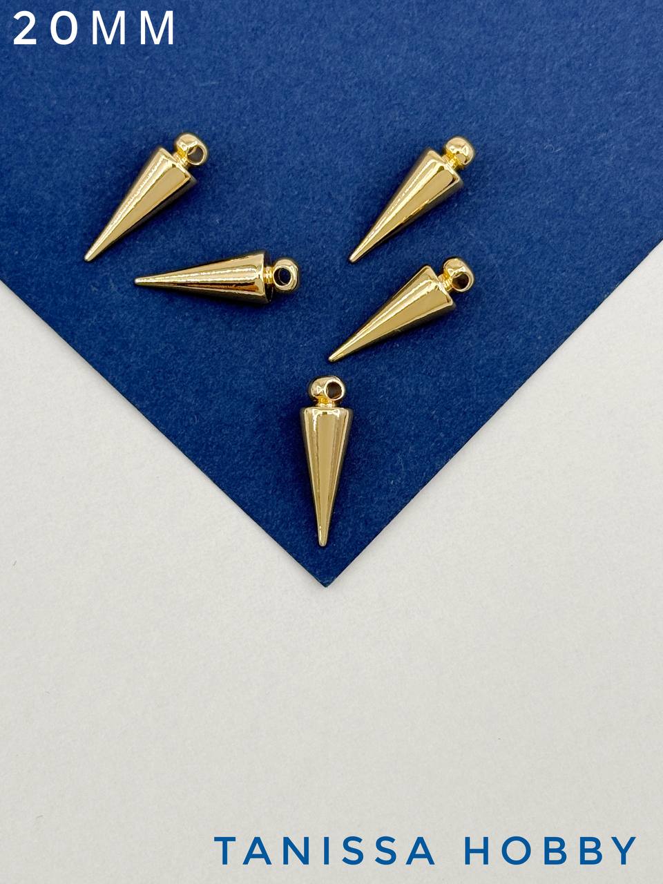 Подвеска конус шип 20мм, позолота, 5шт, ОПТ051