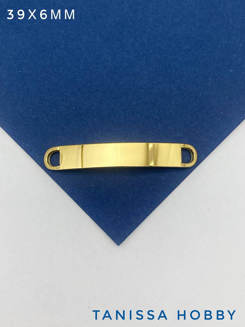 Коннектор овал шильдик прямоугольник для браслета, 39х6мм, сталь, позолота, Ч107