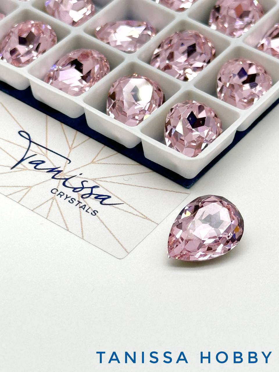 Кристалл капля Rose, 14х10мм, Tanissa Crystals, СТ332