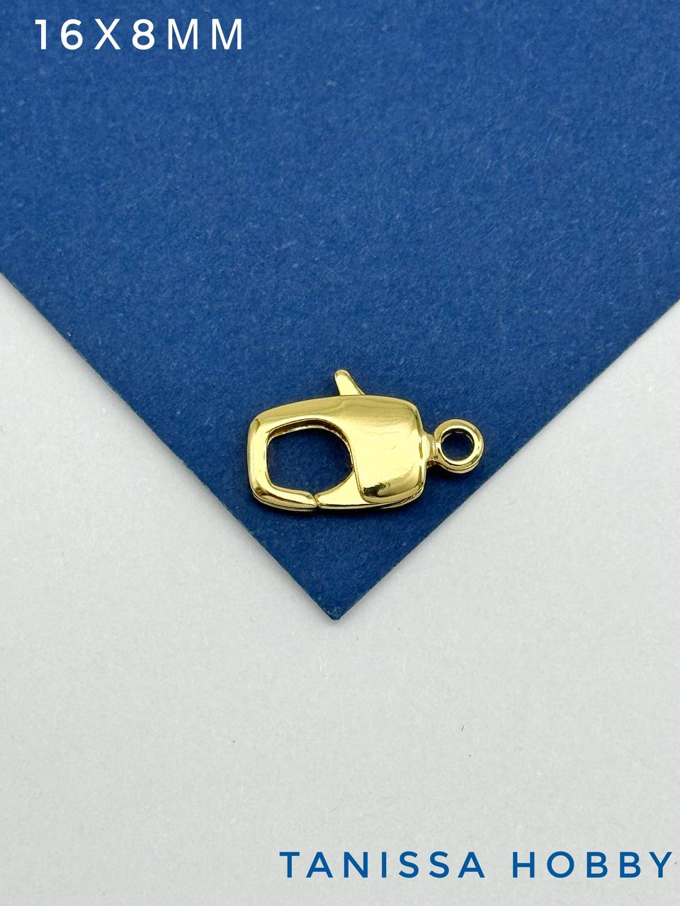 Карабин замок лобстер 16х8мм, позолота, К404