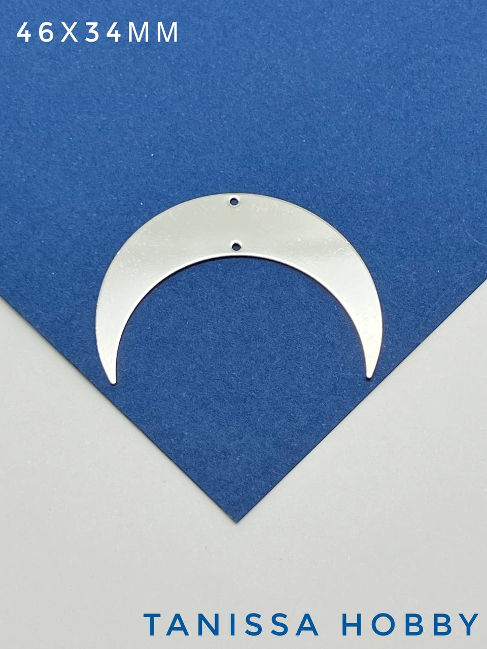 Коннектор лунница, 2 отверстия, 46х34мм, родий, ЛС025