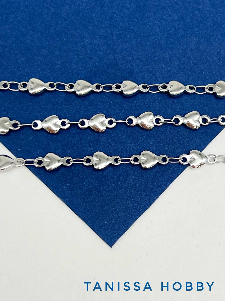 Цепочка сердца, 4мм, 50см, сталь, СН014