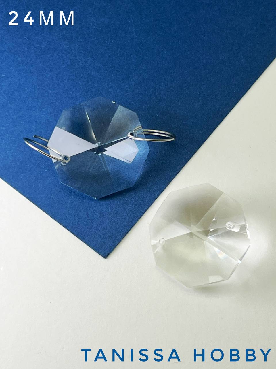 Коннектор октагон, интерьерный кристалл, 24мм, хрусталь, ЛС058