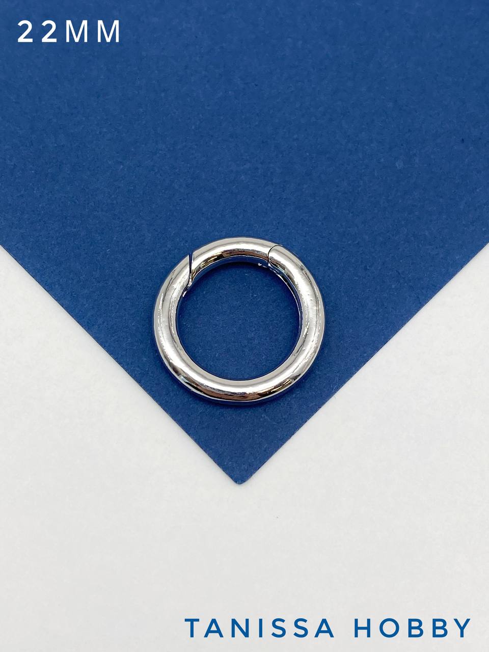 Карабин круглый Кольцо 22мм, Категория В, родий, Р013