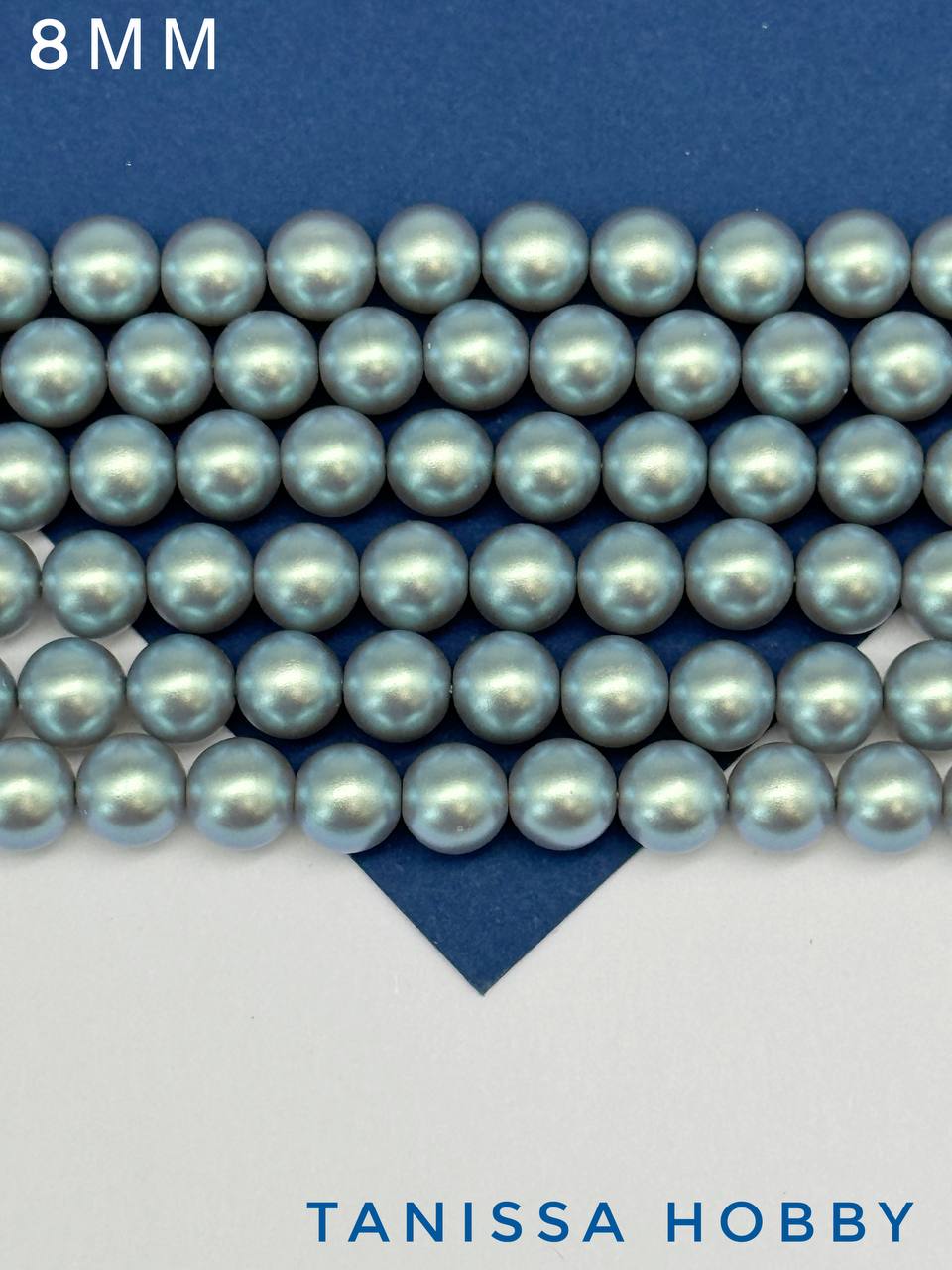 Жемчуг Майорка, зеленый, Iridescent Green, 8мм, нить, МА123