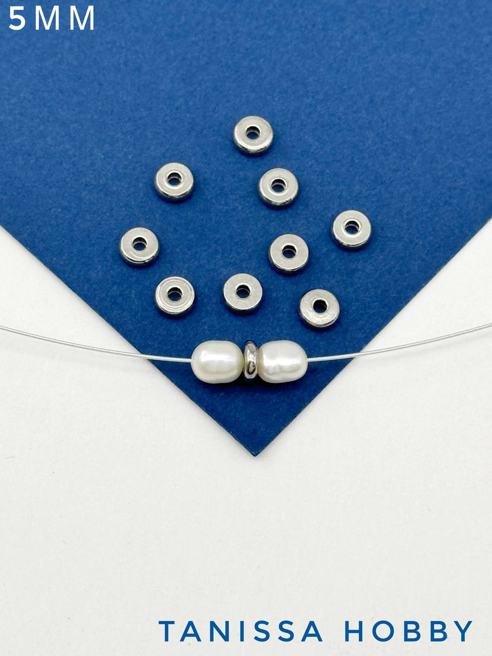 Разделители для бусин плоские шайба 5мм, 10шт, сталь, Ч215