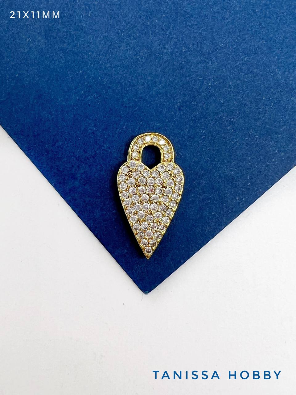 Подвеска вытянутое сердце с фианитами, позолота, А136