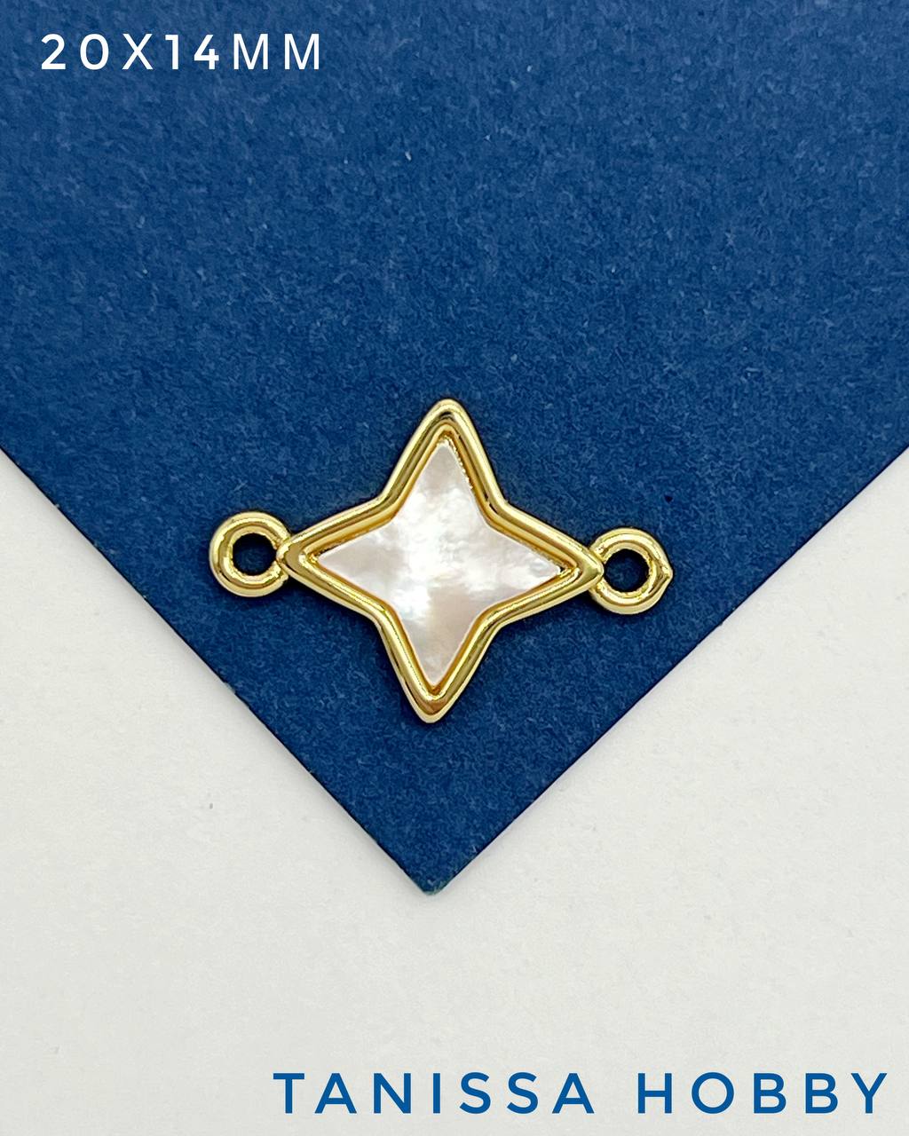 Коннектор ромб, перламутр, позолота, А222