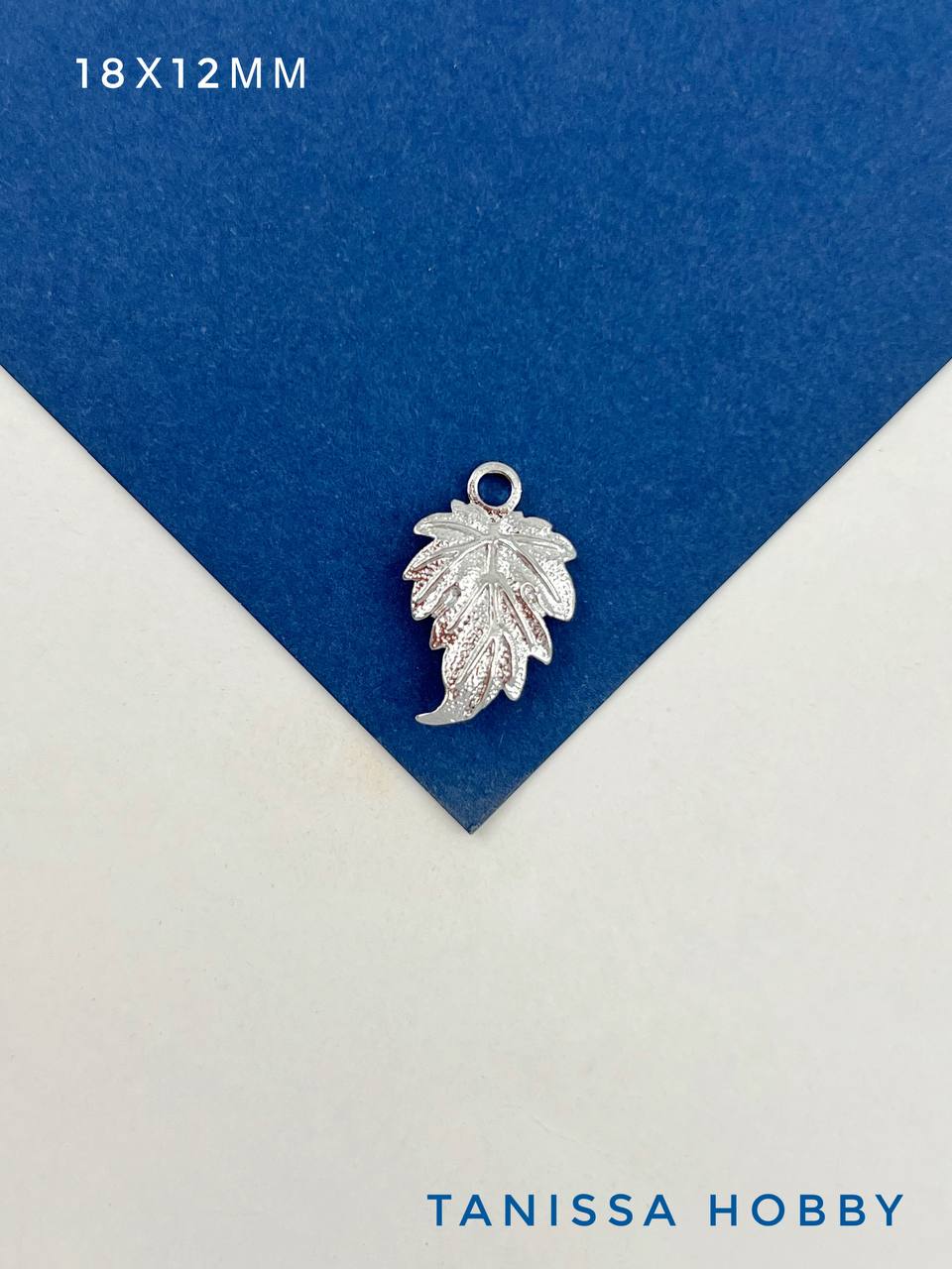 Подвеска коннектор листик, 18х12мм, родий, А526