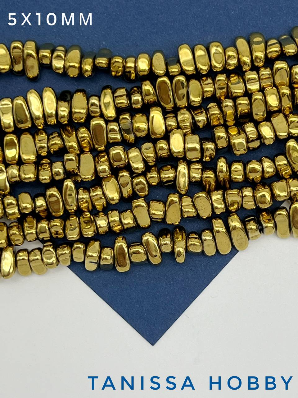 Гематин гематит крошка галтовка, 5-10 мм, темное золото, нить, ГТ036