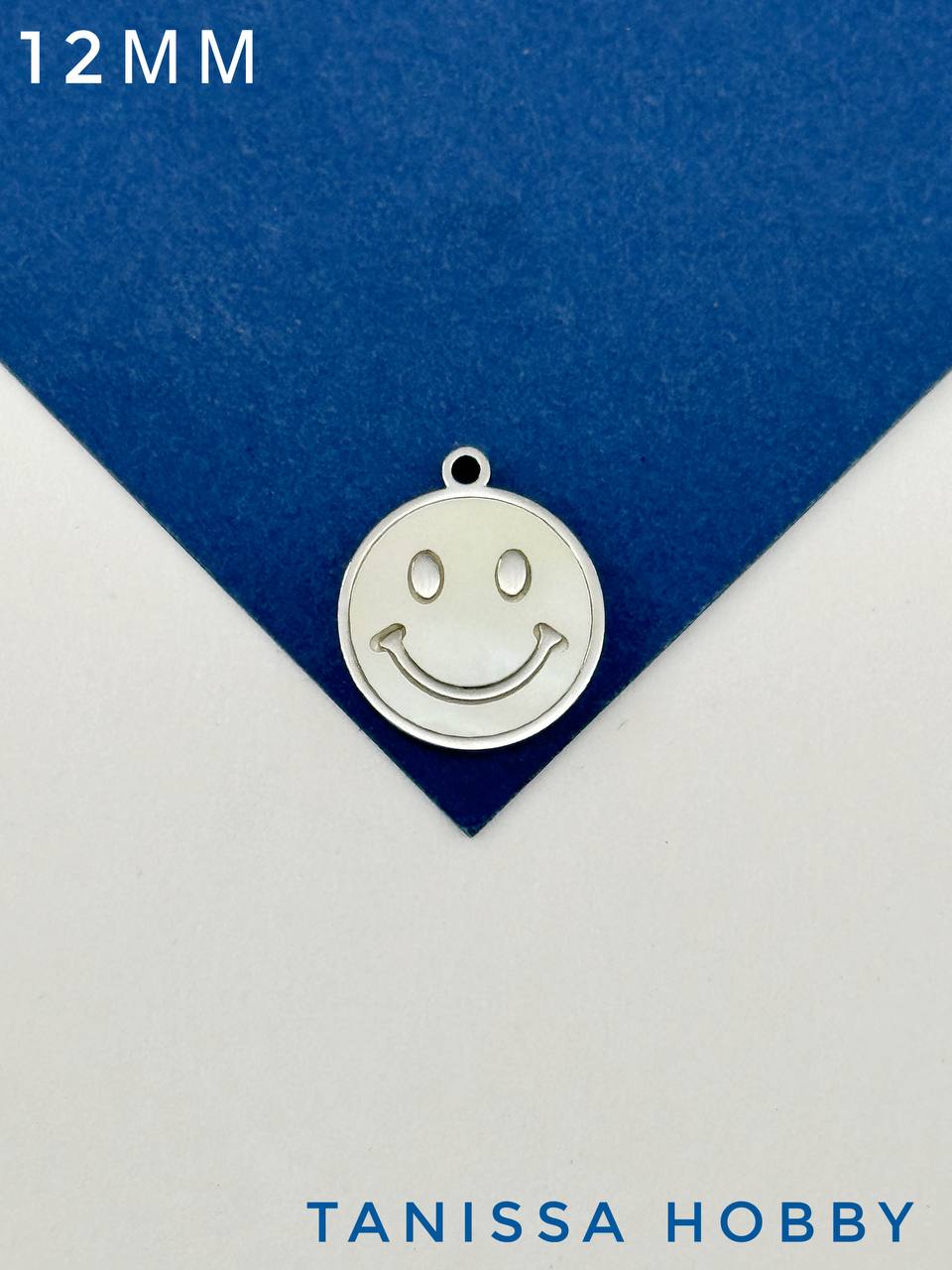 Подвеска смайлик перламутр, 12мм, сталь, Ч730