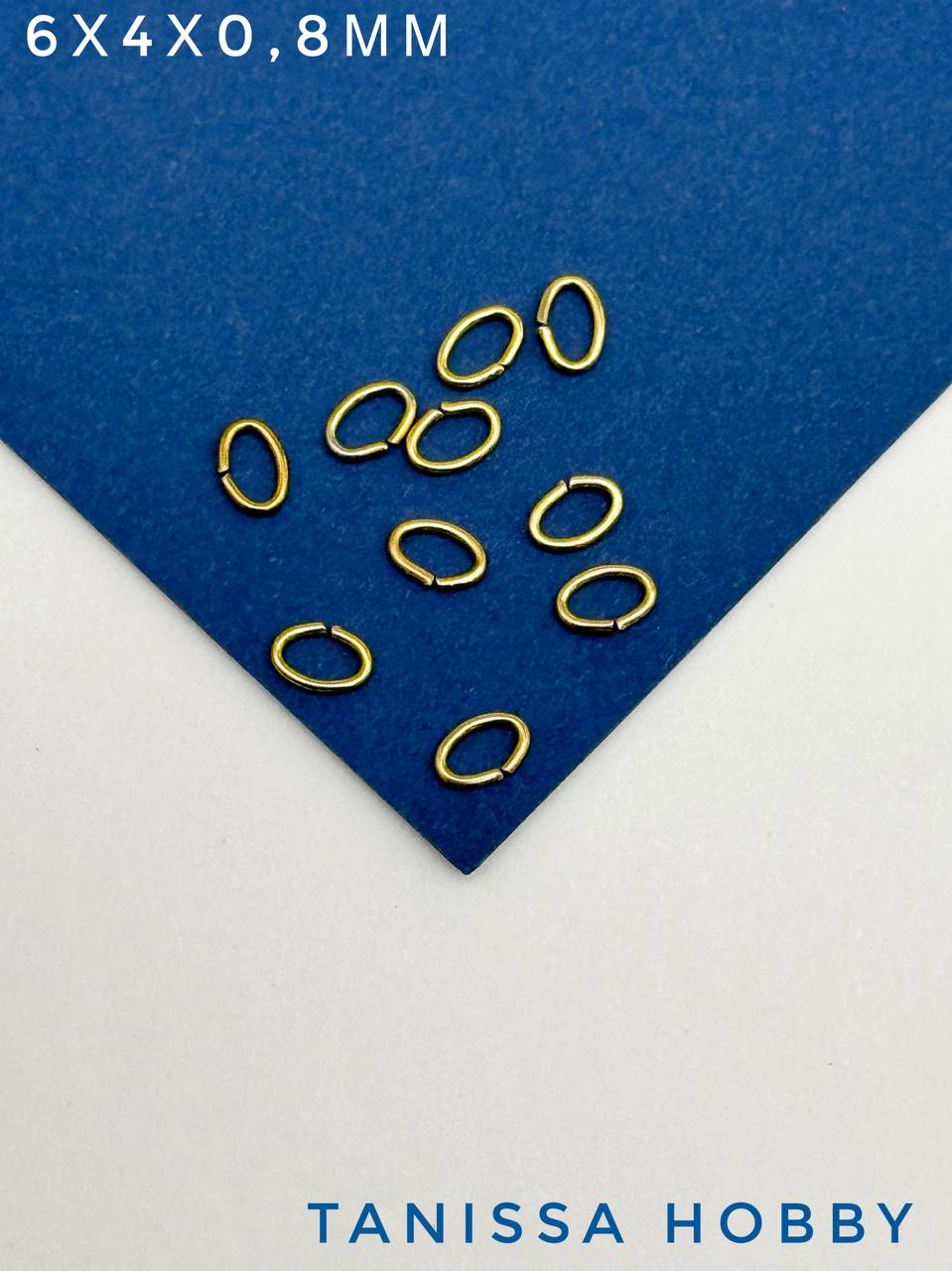 Соединительные колечки овалы, 6х4мм, толщина 0,8, сталь, позолота, Ч431