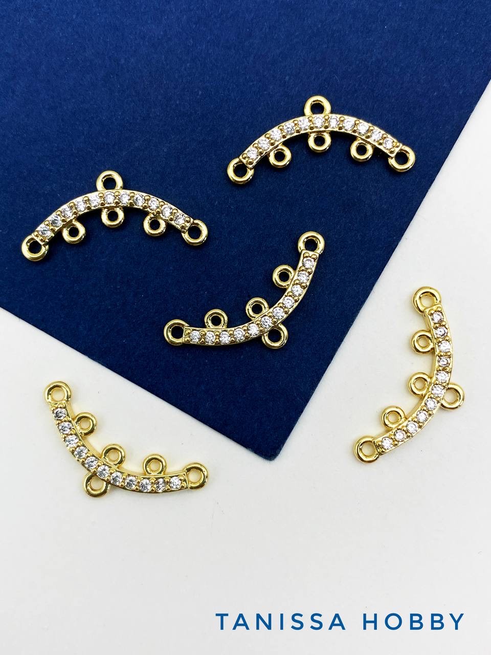 Многорядный коннектор дуга на 5 нитей, позолота, штука, Д110