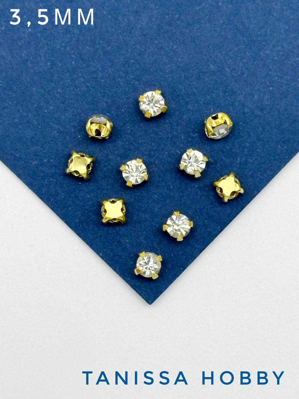 Стразы Шатоны, 3,5мм прозрачный, золото, 14SS, 10 штук, СТ204