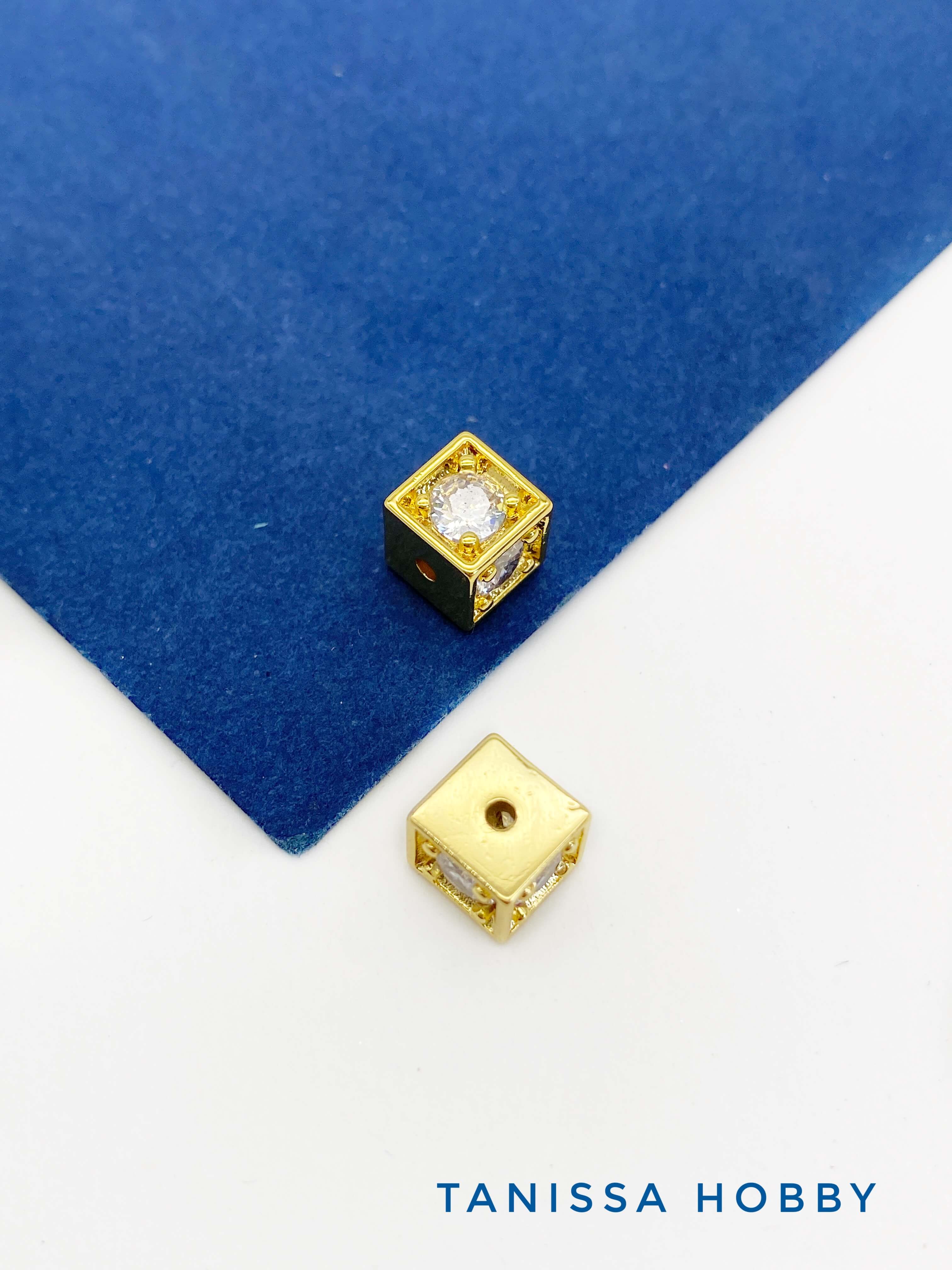 Разделители бусины куб 6мм, ШТУКА, позолота. С609