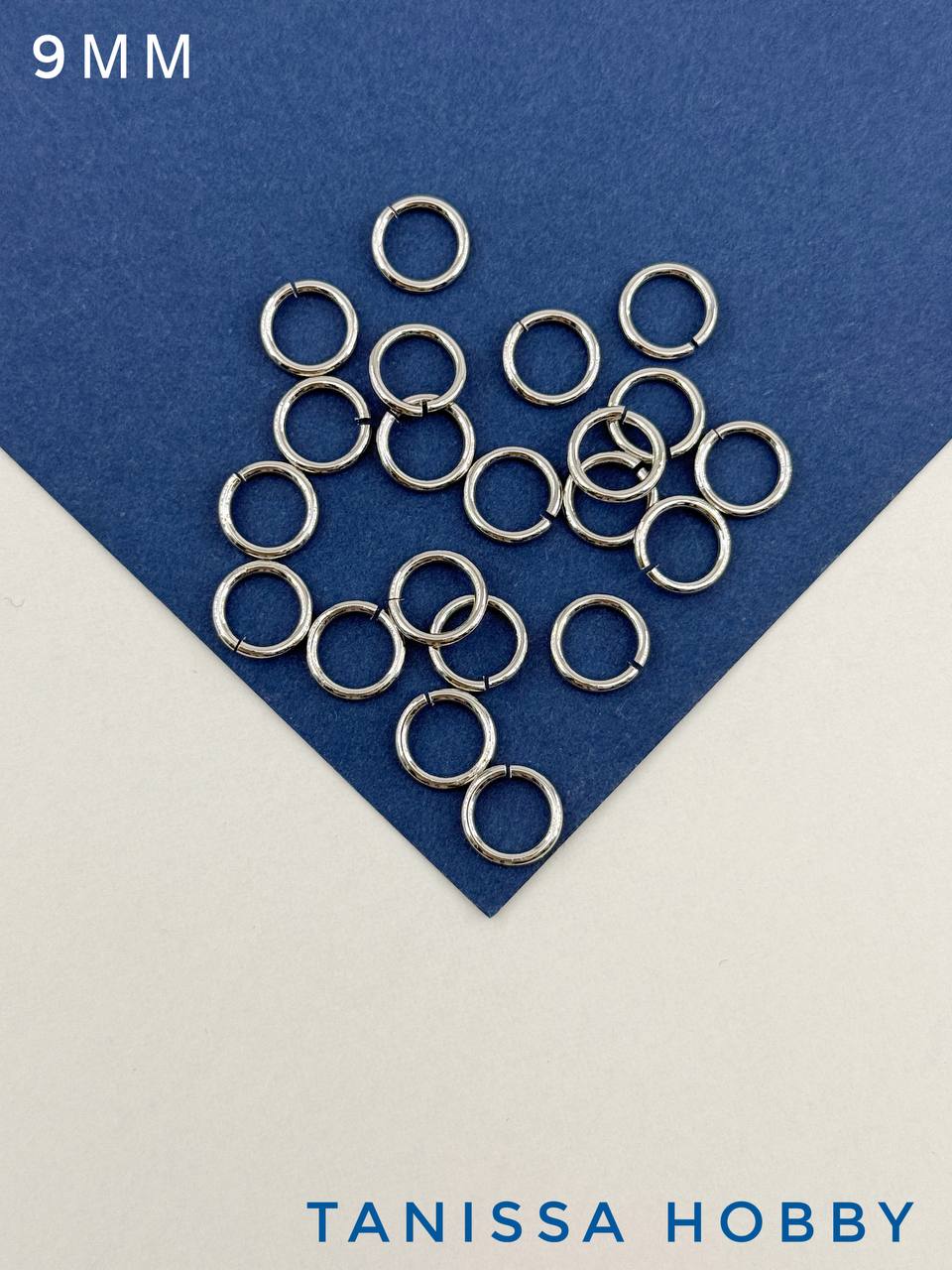 Соединительные колечки 9мм, толщина 1,2мм, родий, 5гр (20шт), ОПТ028