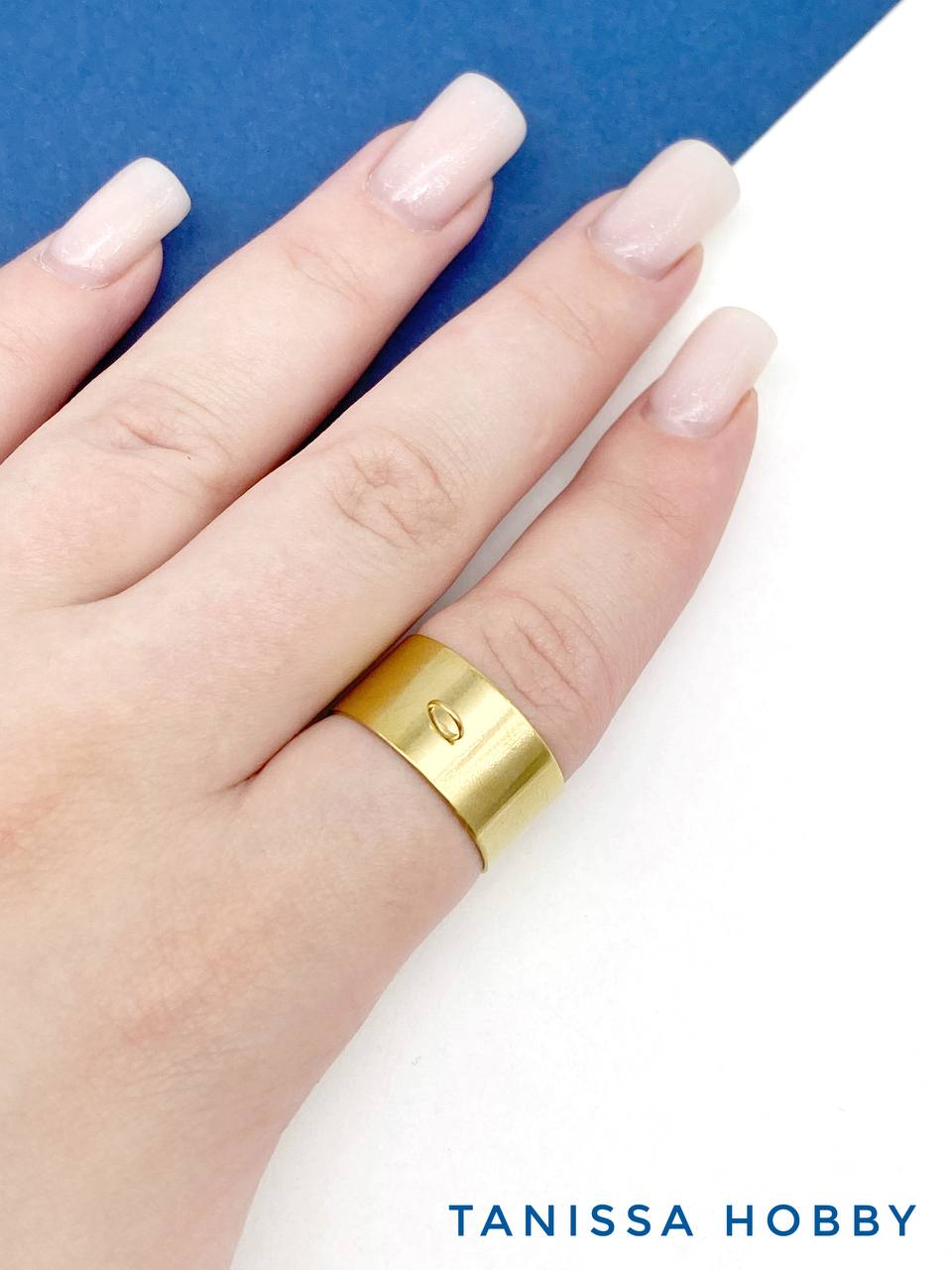 Основа для кольца гладкая с разъемным колечком, сталь, позолота, У120