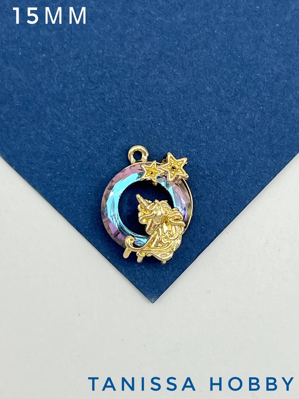 Подвеска Единорог, рондель Vitrail light, позолота, Д126