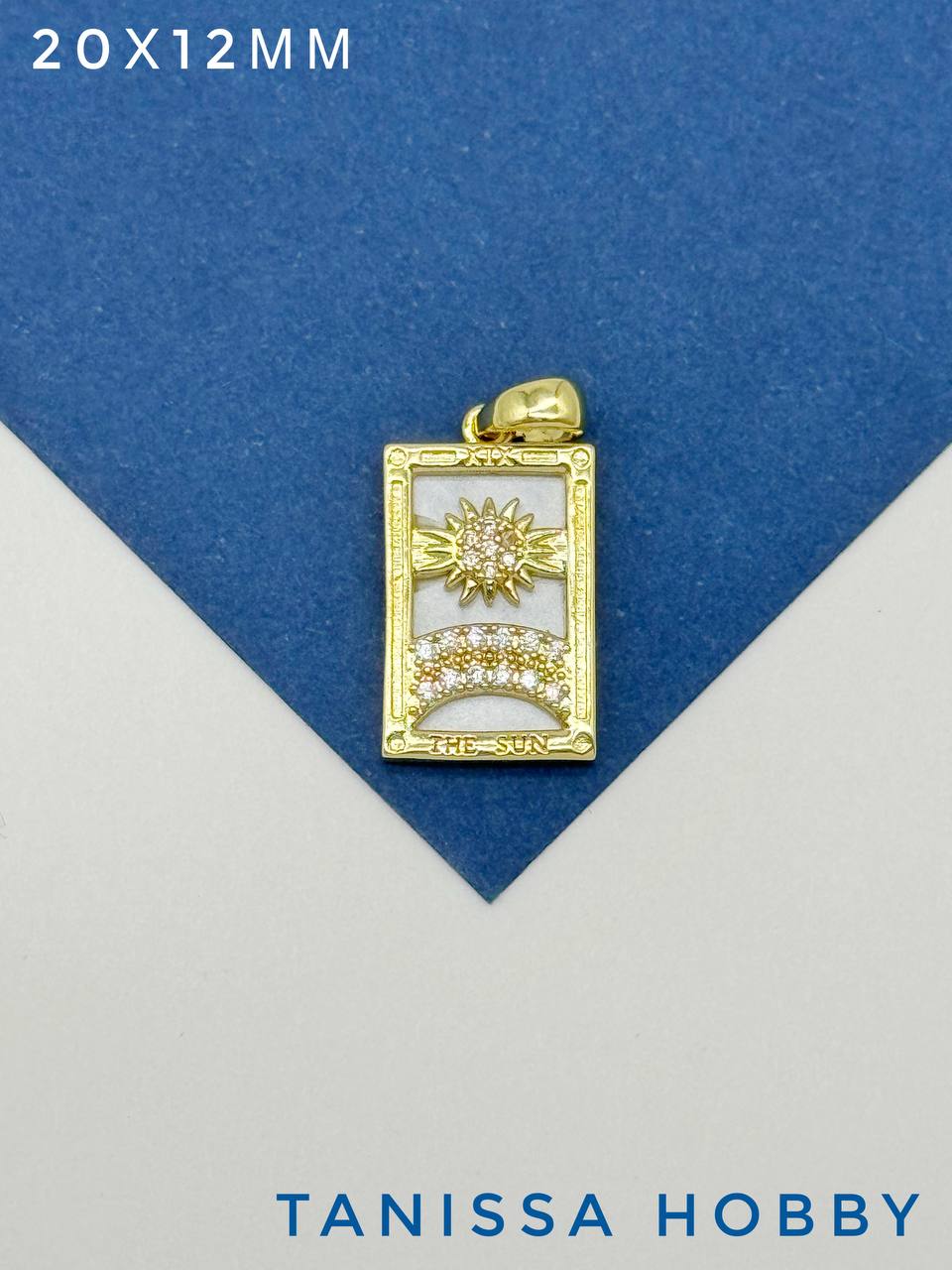 Подвеска карты Таро Солнце, белая, позолота, Р411