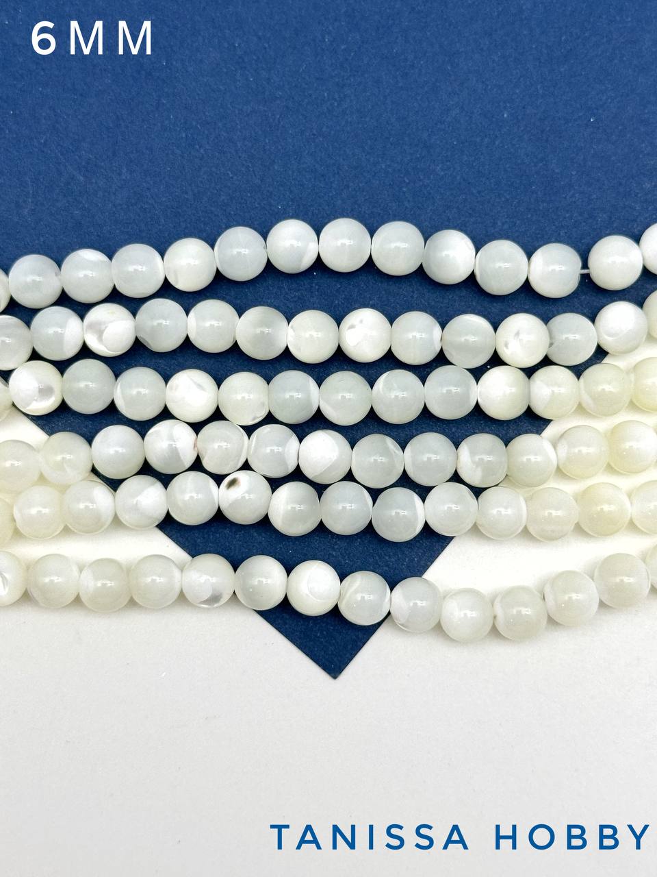 Перламутр морской, бусины круглые, 6мм, нить, ПМ002