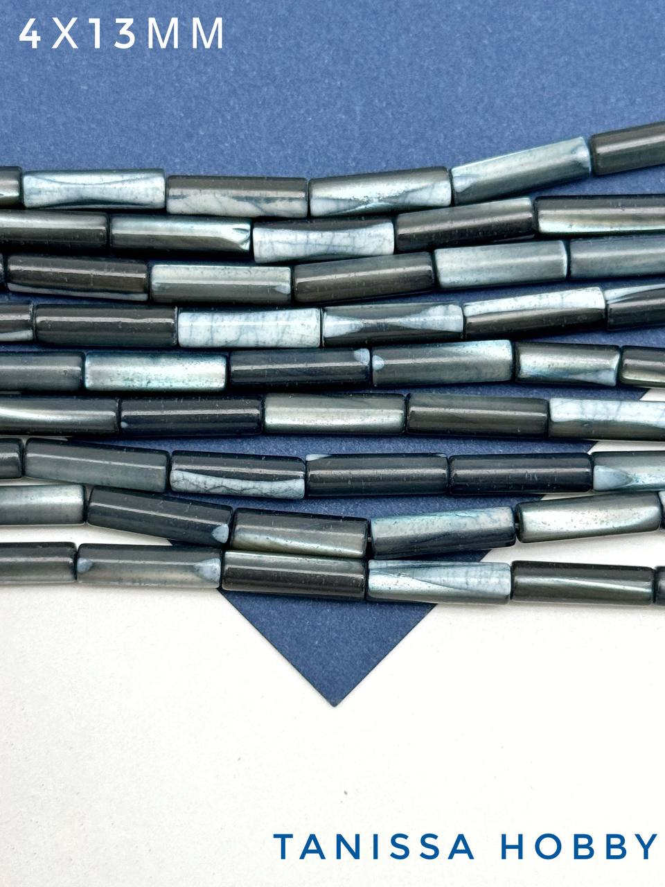 Перламутр трубочки бусина, черный, 13мм, 1/2 нити, ПМ038