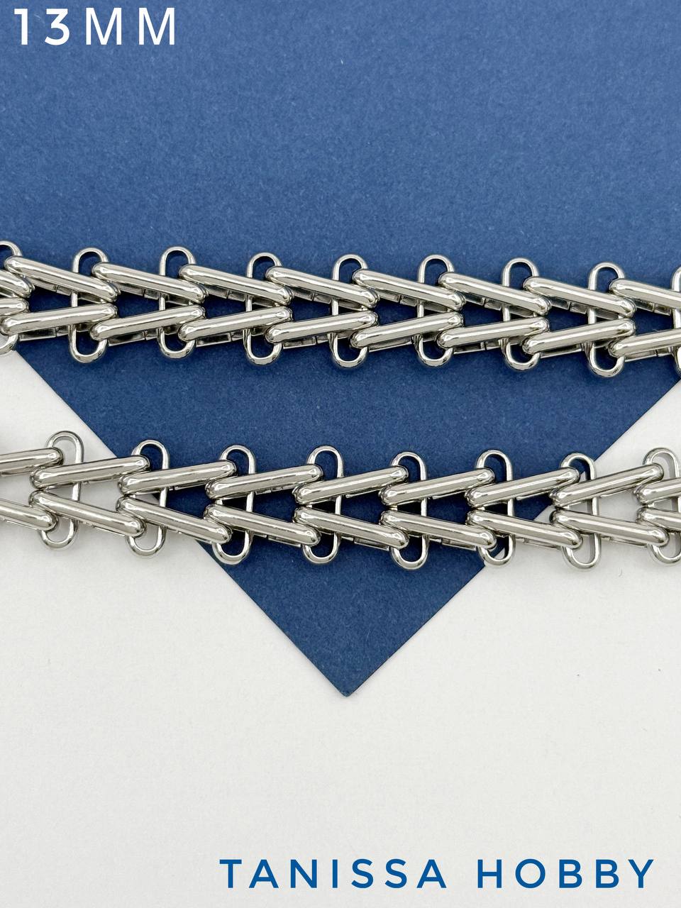 Цепочка овалы елочка, позвоночное плетение, 13мм, 10см, сталь, Ч973