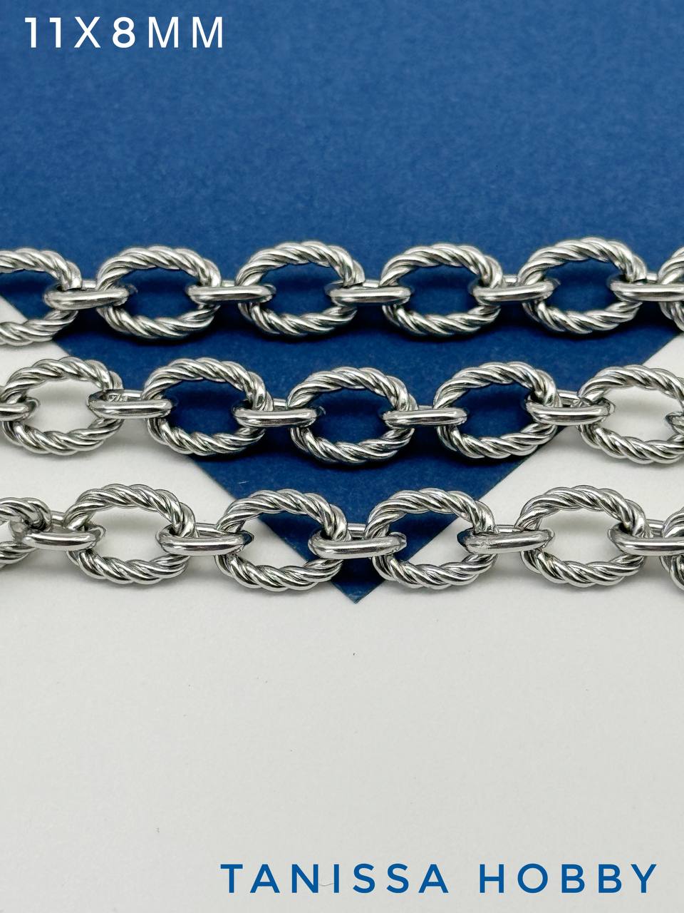 Цепочка якорная витые овалы, 11х8мм, сталь, 50см, Ч951