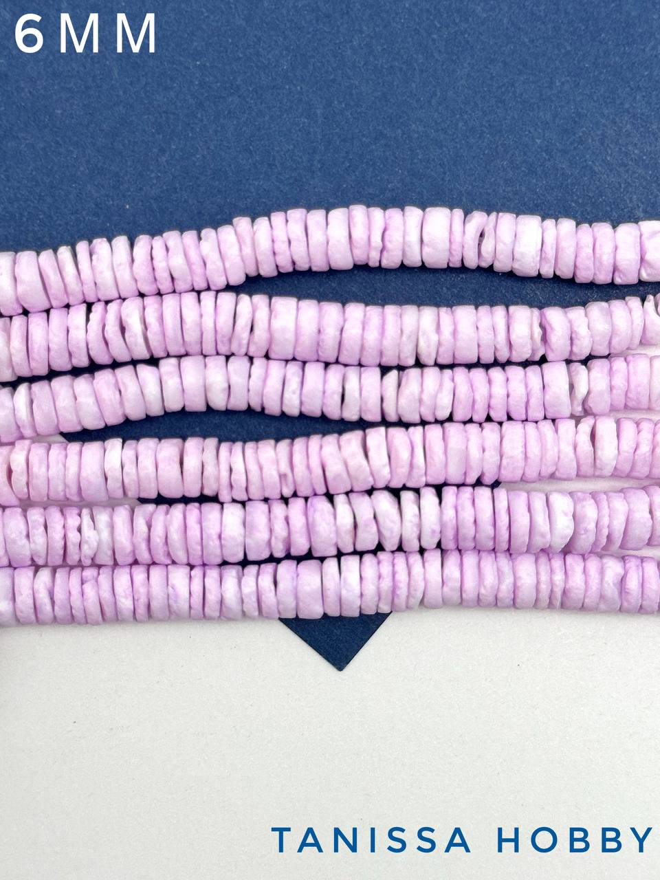 Ракушечник бусины хейши, лавандовый, 5мм, нить, ПМ058