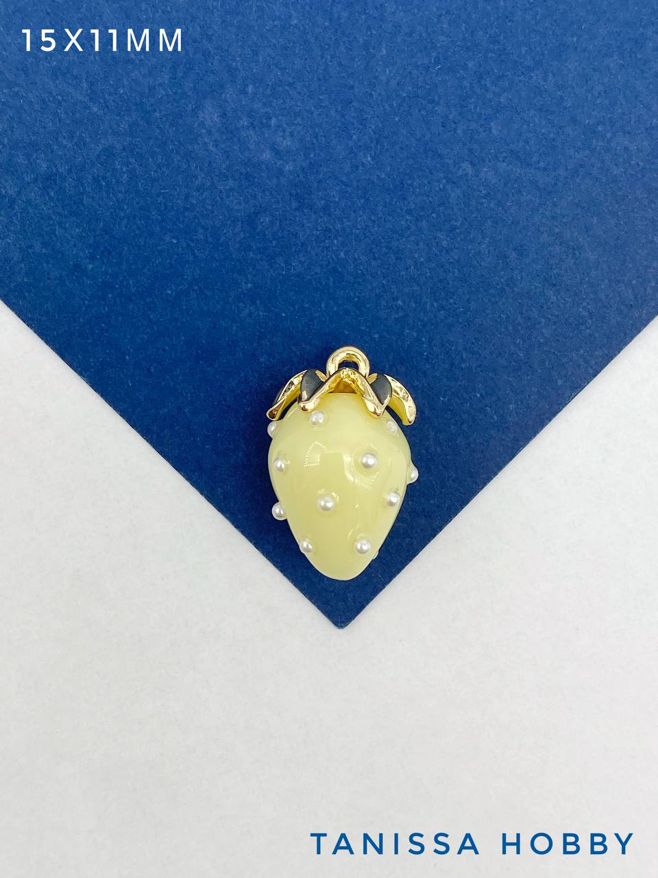 Подвеска ягода клубника, желтый, 15х11мм, позолота, Ю916